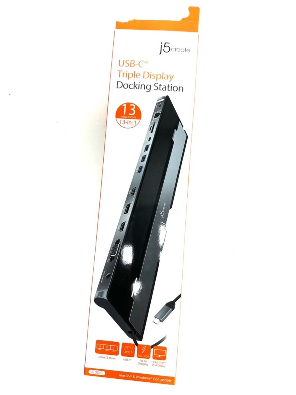 j5create USB-C Triple Display 13 in 1 Docking Station (Model JCD543) NEW